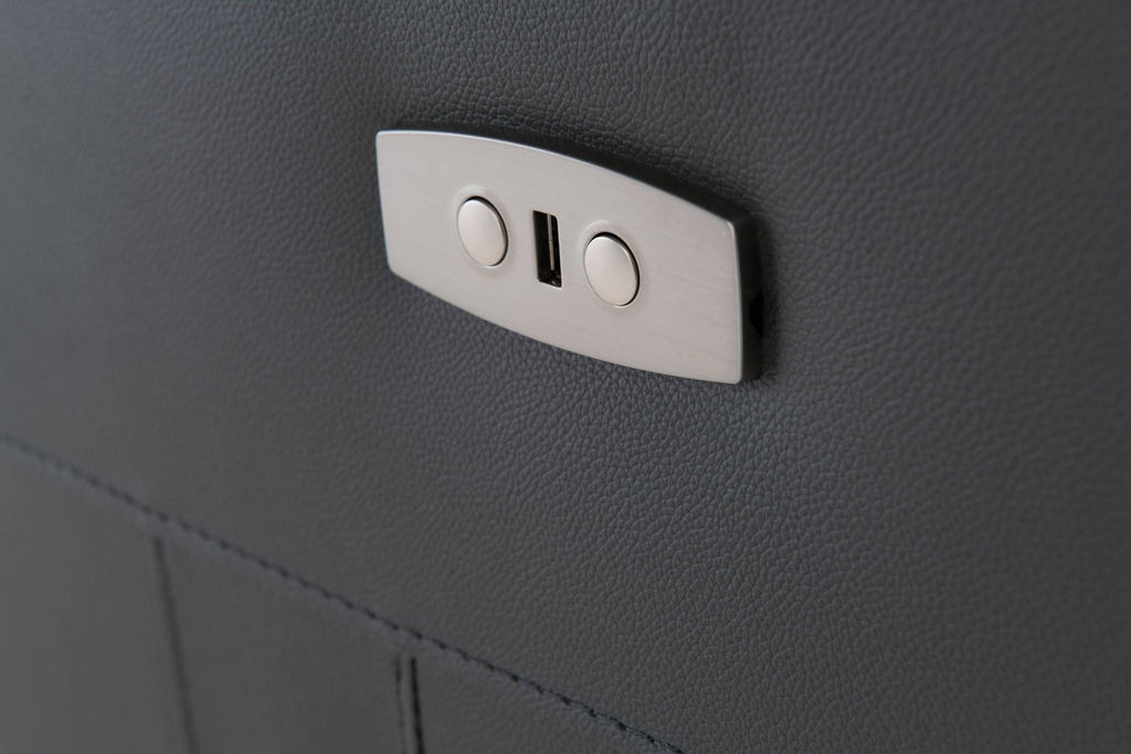 Oakwood Chicago 3 Seater Charcoal Leather Power Recliner Sofa