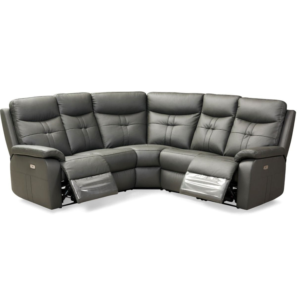 Oakwood Chicago 2 Corner 2 Charcoal Leather Power Recliner Sofa