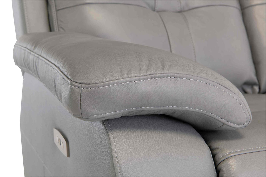 Oakwood Chicago 3 Seater Grey Leather Power Recliner Sofa