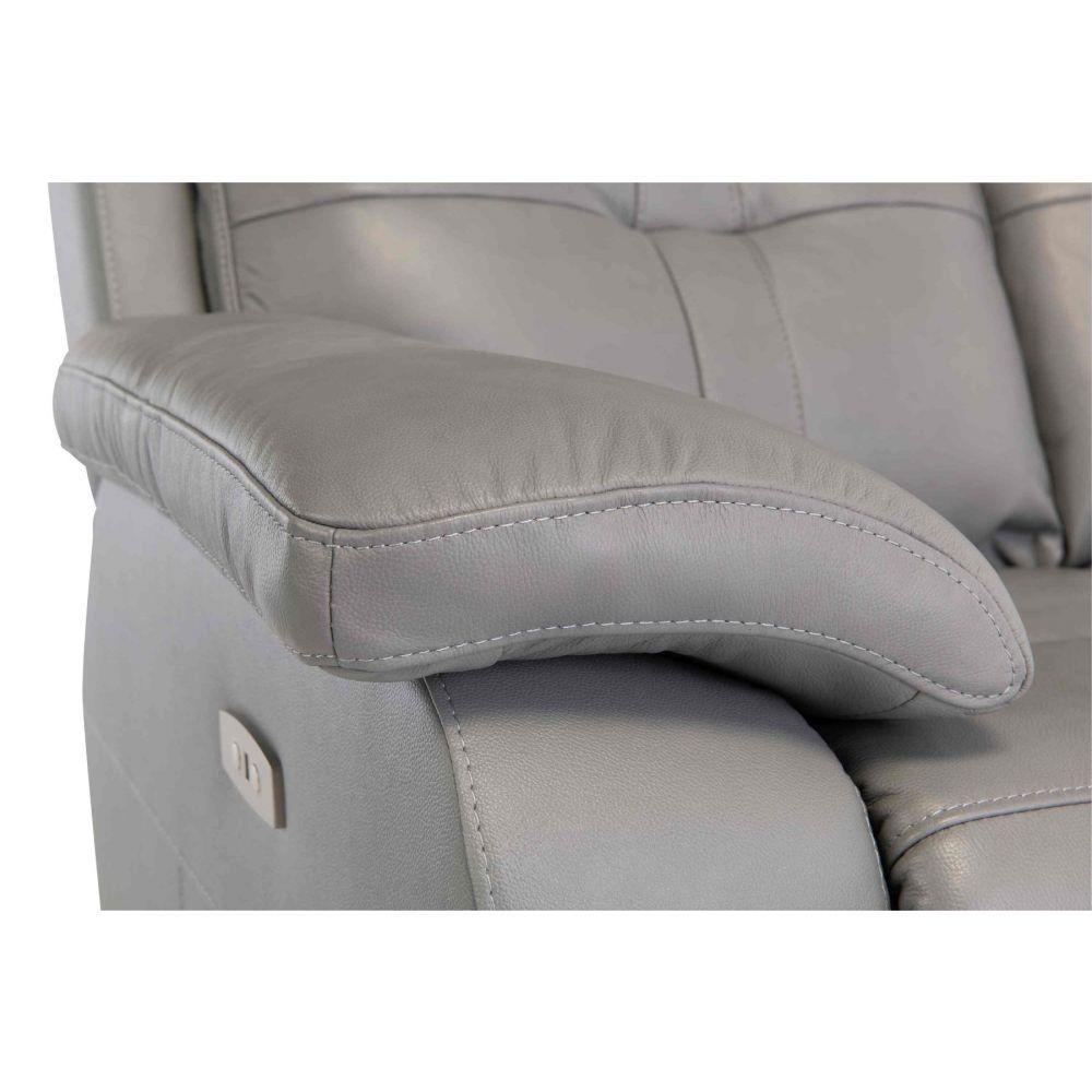 Oakwood Chicago Grey Leather Corner Power Recliner Sofa