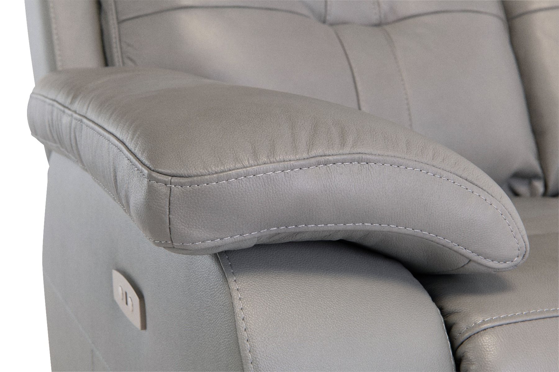 Oakwood Chicago 2 Seater Grey Leather Power Recliner Sofa