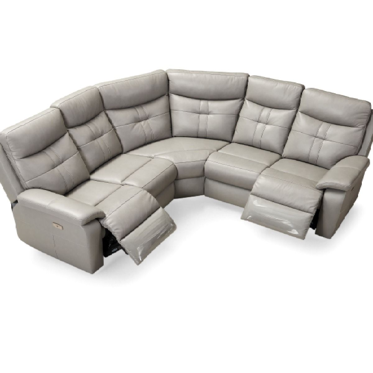 Oakwood Chicago Grey Leather Corner Power Recliner Sofa
