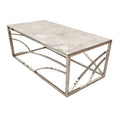 Oakwood Stella Chrome Coffee Table with Stomach Ash Grey Sintered Top