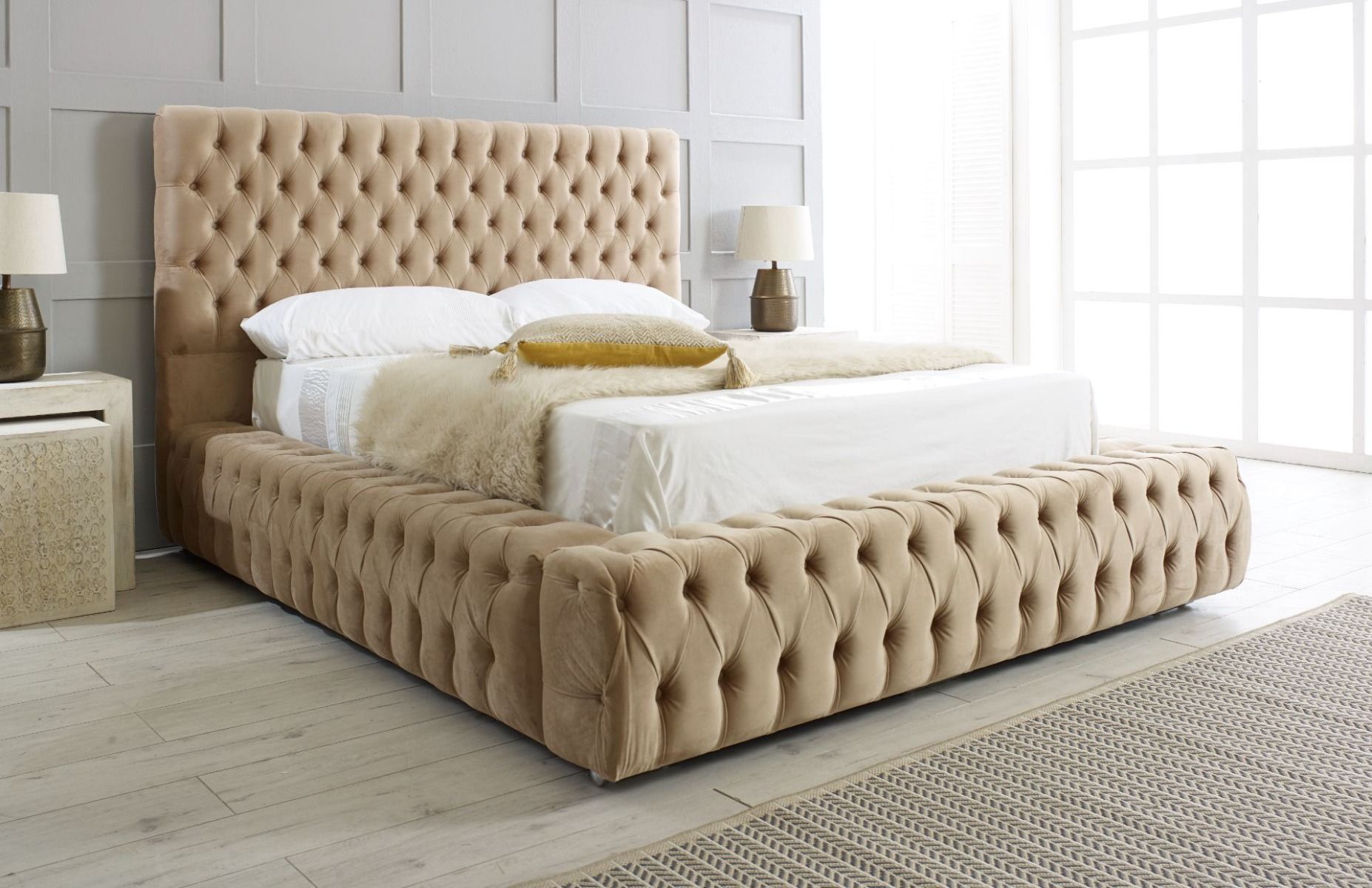 Oakwood Royal Stella Chesterfield Fabric Upholstered Bed Frame