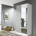 Oakwood Rauch Stuttgart 2 Door Hinged Soft Grey & Mirror Front Wardrobe W91 x H210CM
