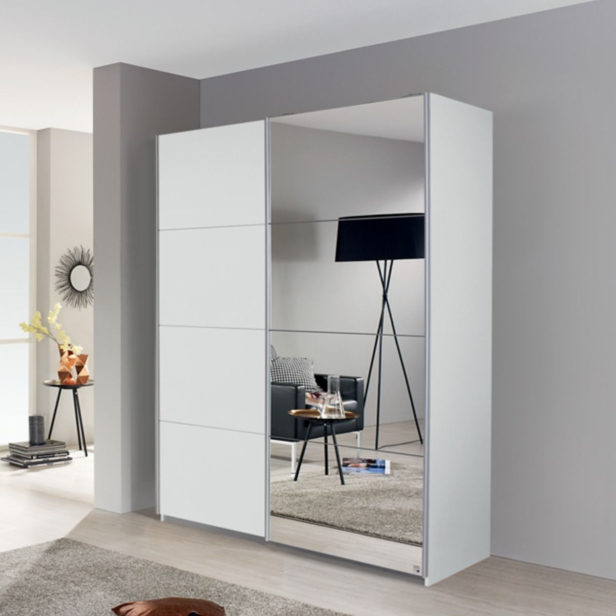 Oakwood Rauch Subito Alpine white & Mirror 2 Sliding Door Wardrobe
