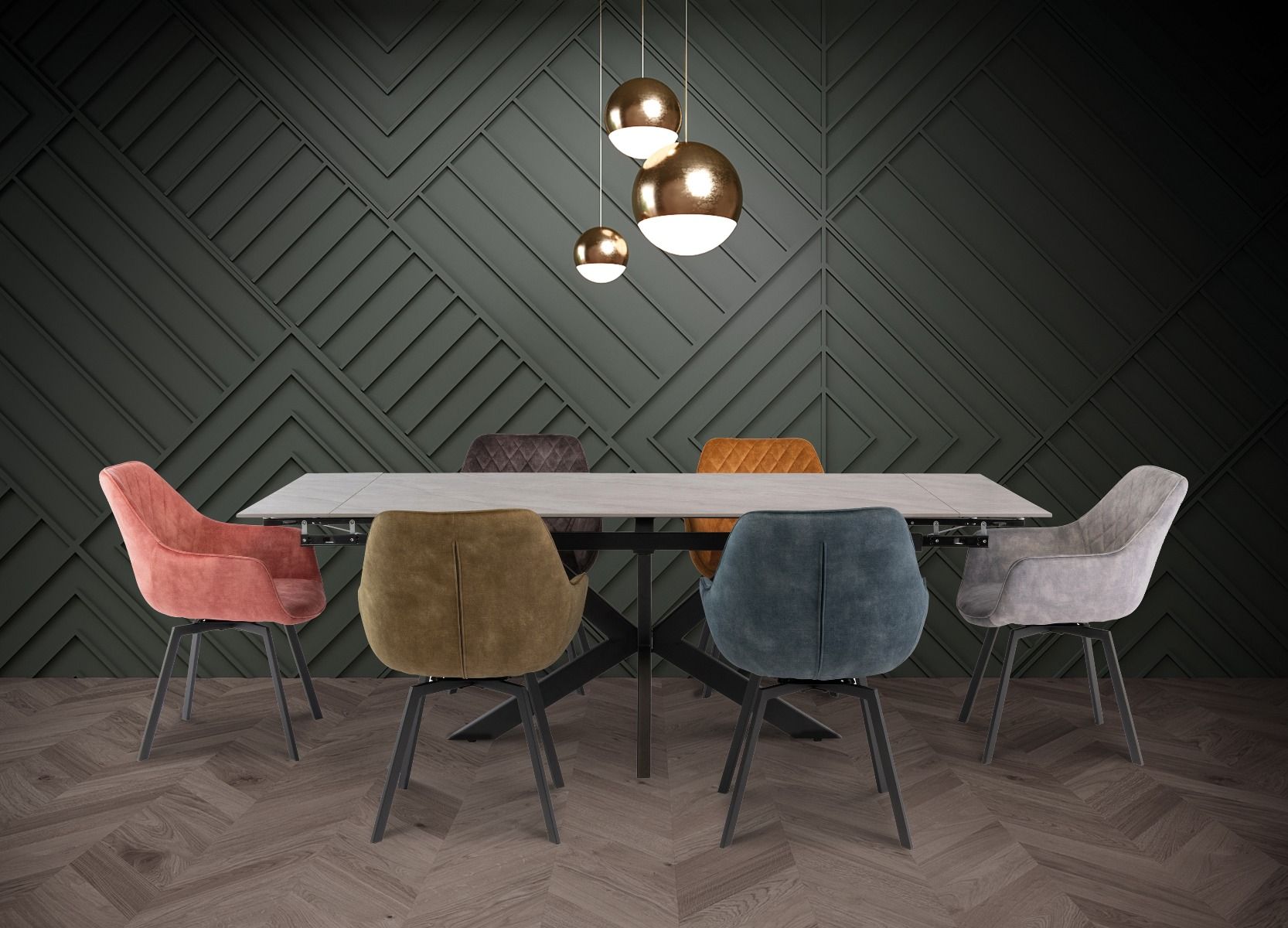 Oakwood Sutton 1.7m (+0.5m) Extending Dining Table - Vilas Grey