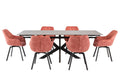 Oakwood Sutton 1.7m (+0.5m) Extending Dining Table - Vilas Grey with Viola Swivel Dining Chairs - Pink Velvet