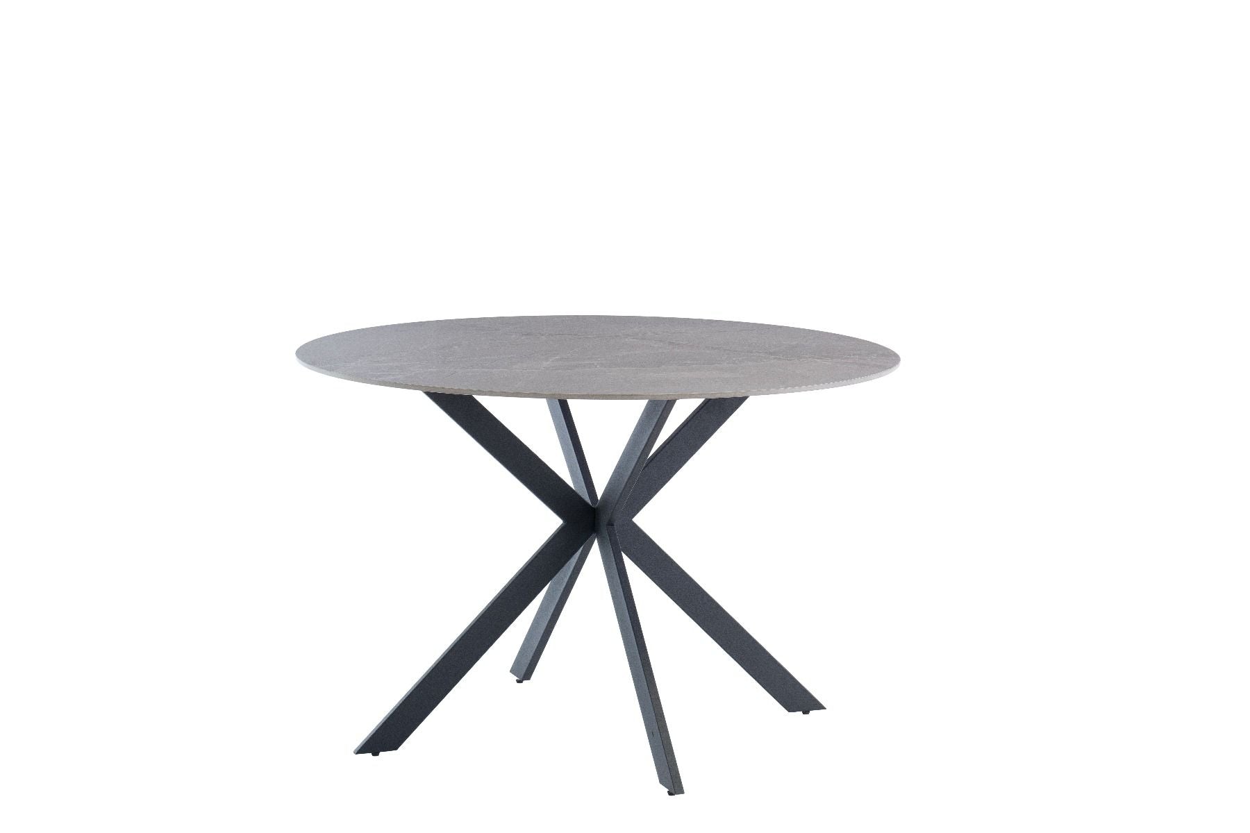 Oakwood Talia 1.2m Round Dining Table - Grey with Harley Velvet Dining Chairs - Graphite