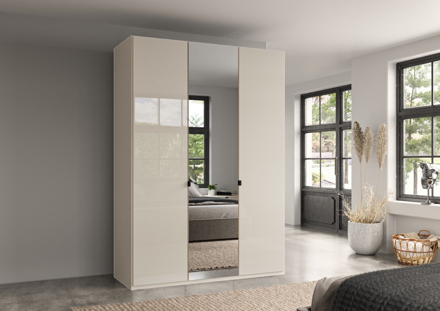 Oakwood Wiemann Tampa Champagne Glass 3 Door Hinged  Wardrobe