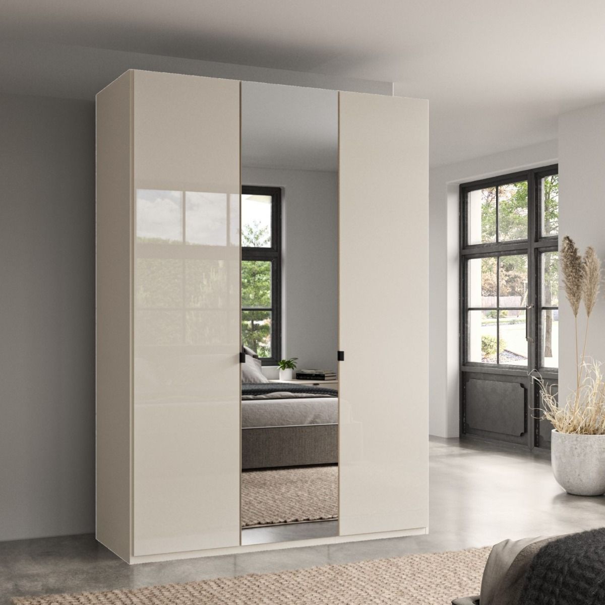 Oakwood Wiemann Tampa Champagne Glass 3 Door Hinged  Wardrobe