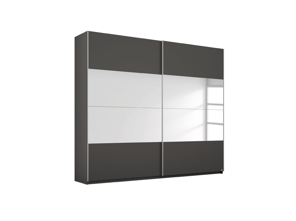 Oakwood Rauch Tarabo Graphite and Mirror Front Sliding Door Wardrobe