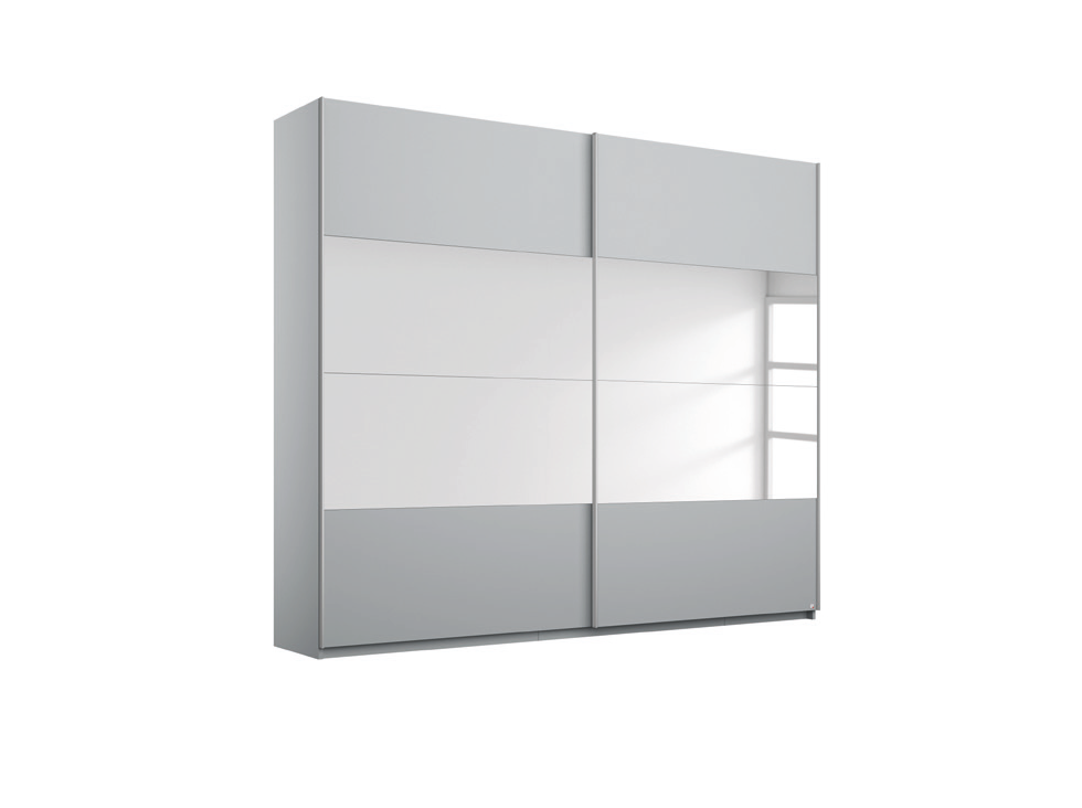 Oakwood Rauch Tarabo Silk Grey and Mirror Front Sliding Door Wardrobe
