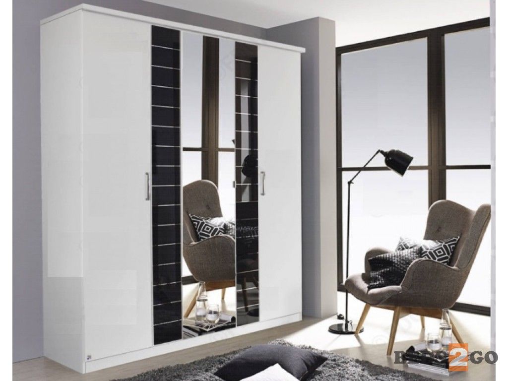 Oakwood Rauch Terano Wood and Glass Wardrobe