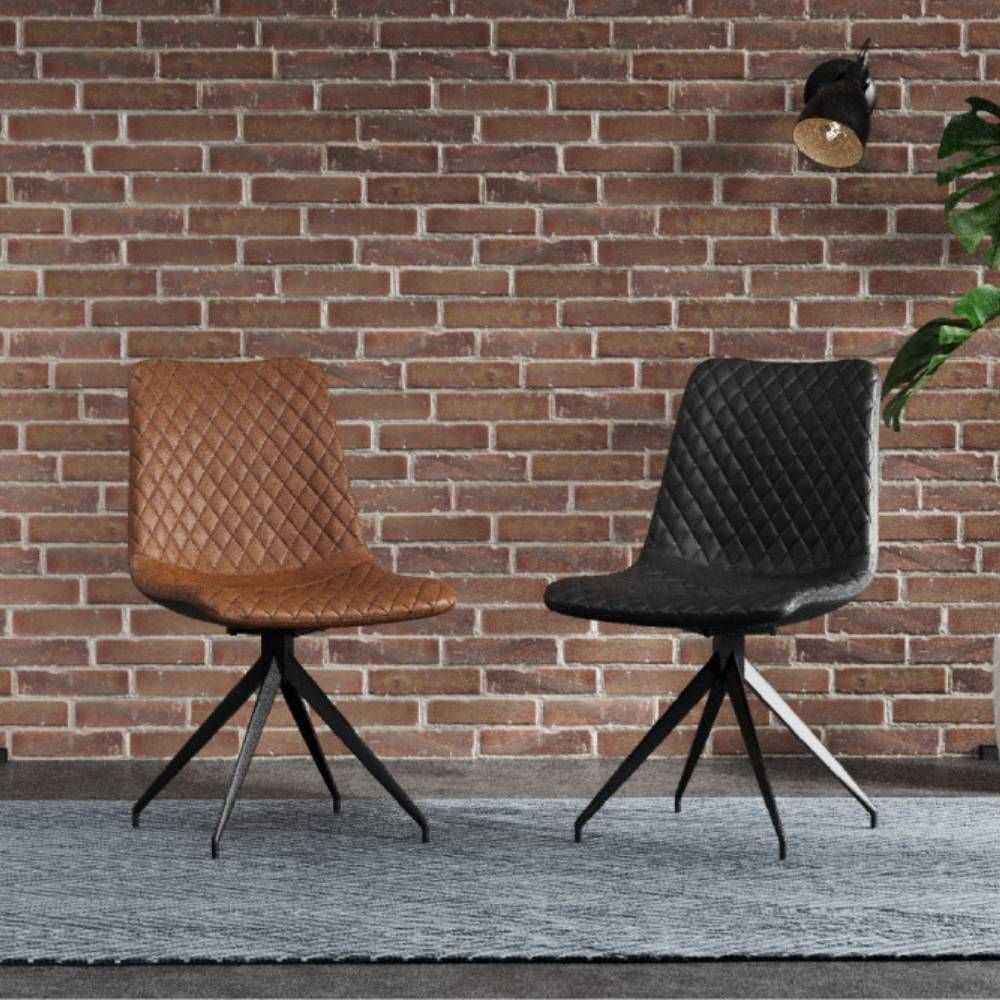 Oakwood Veridian PU Leather Dining Chair with Black Metal Legs