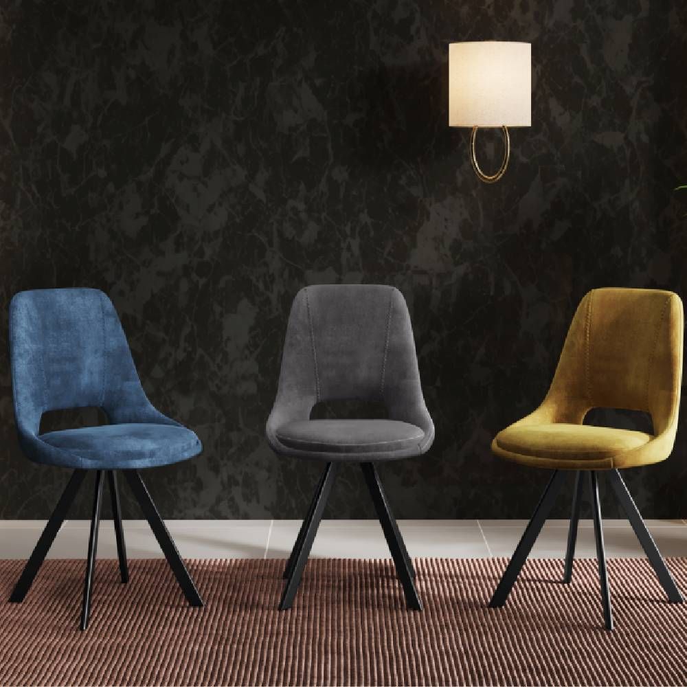 Oakwood Krona Velvet Dining Chair with Black Metal Legs