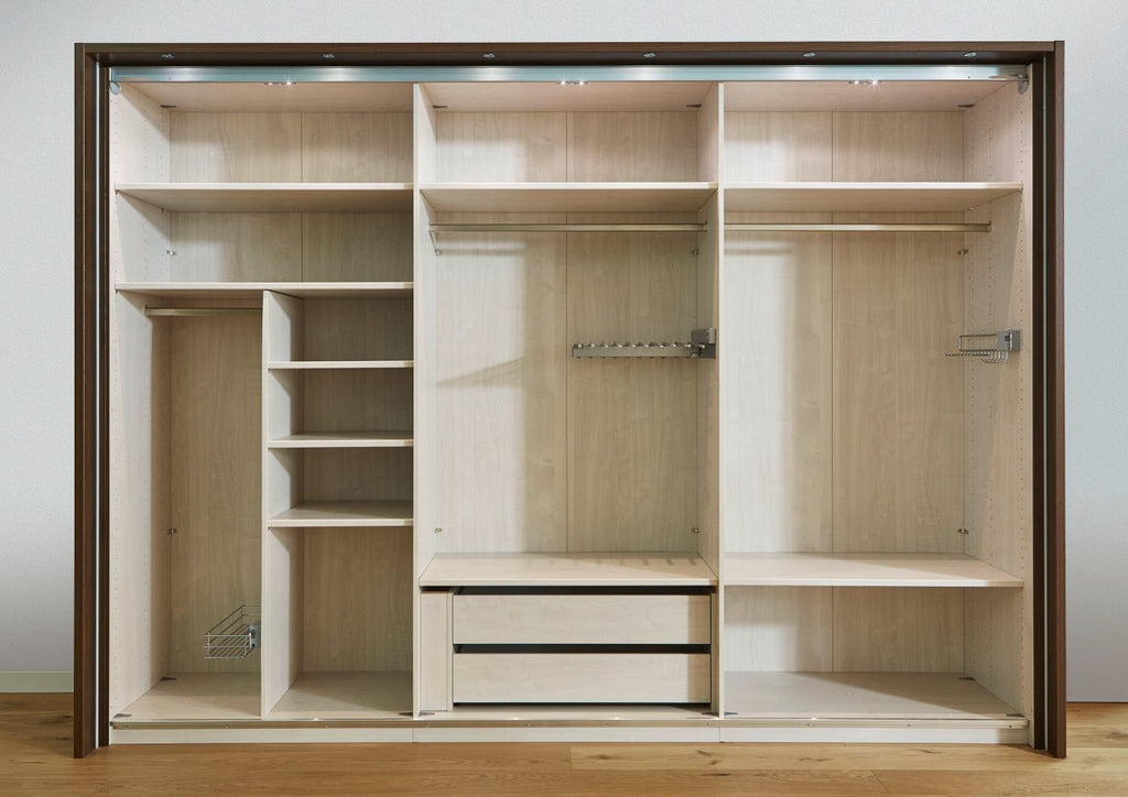 Oakwood Wiemann Miami2 Dark Rustic Oak And Glass 3 Door Sliding Wardrobe 217CM Tall
