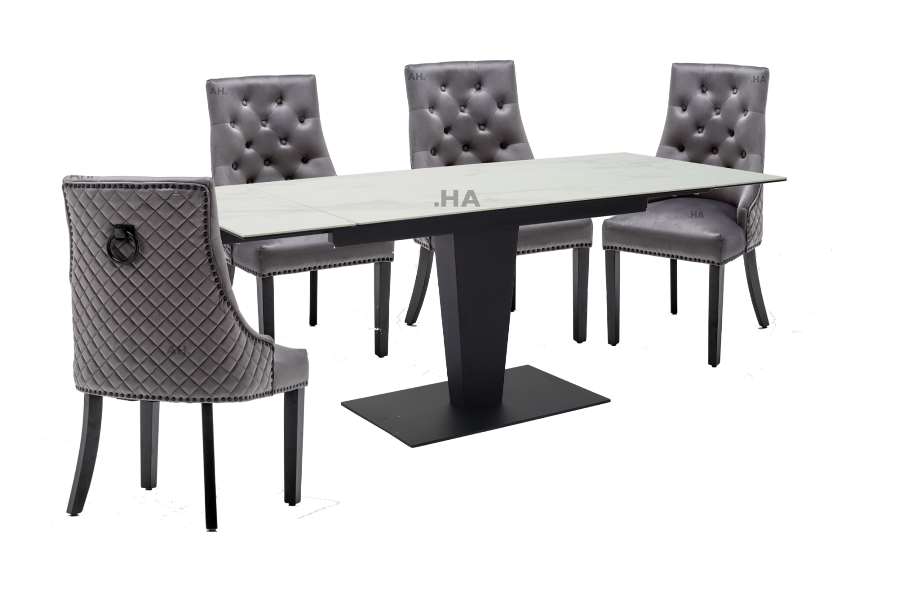 Oakwood Valentina Ceramic Ext White Dining Table With Cambridge Dining Chairs