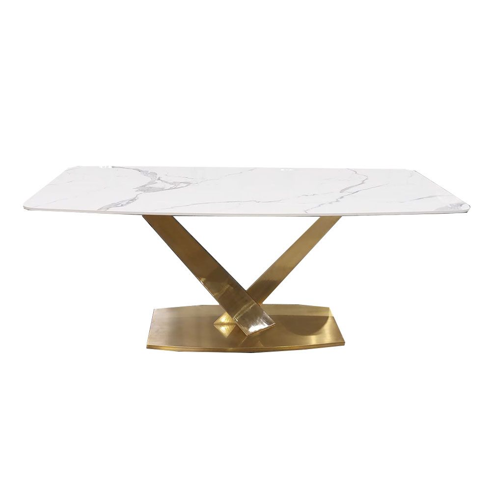 Oakwood Vigo Gold 1.8 Dining Table with Polar White Sintered Stone Top