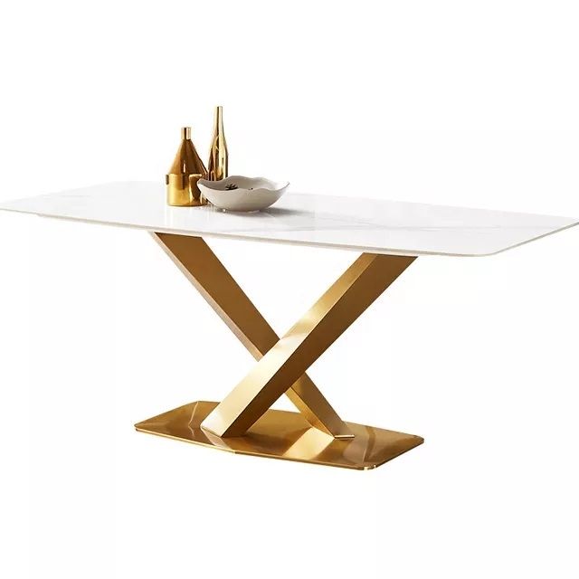 Oakwood Vigo Gold 1.8 Dining Table with Polar White Sintered Stone Top