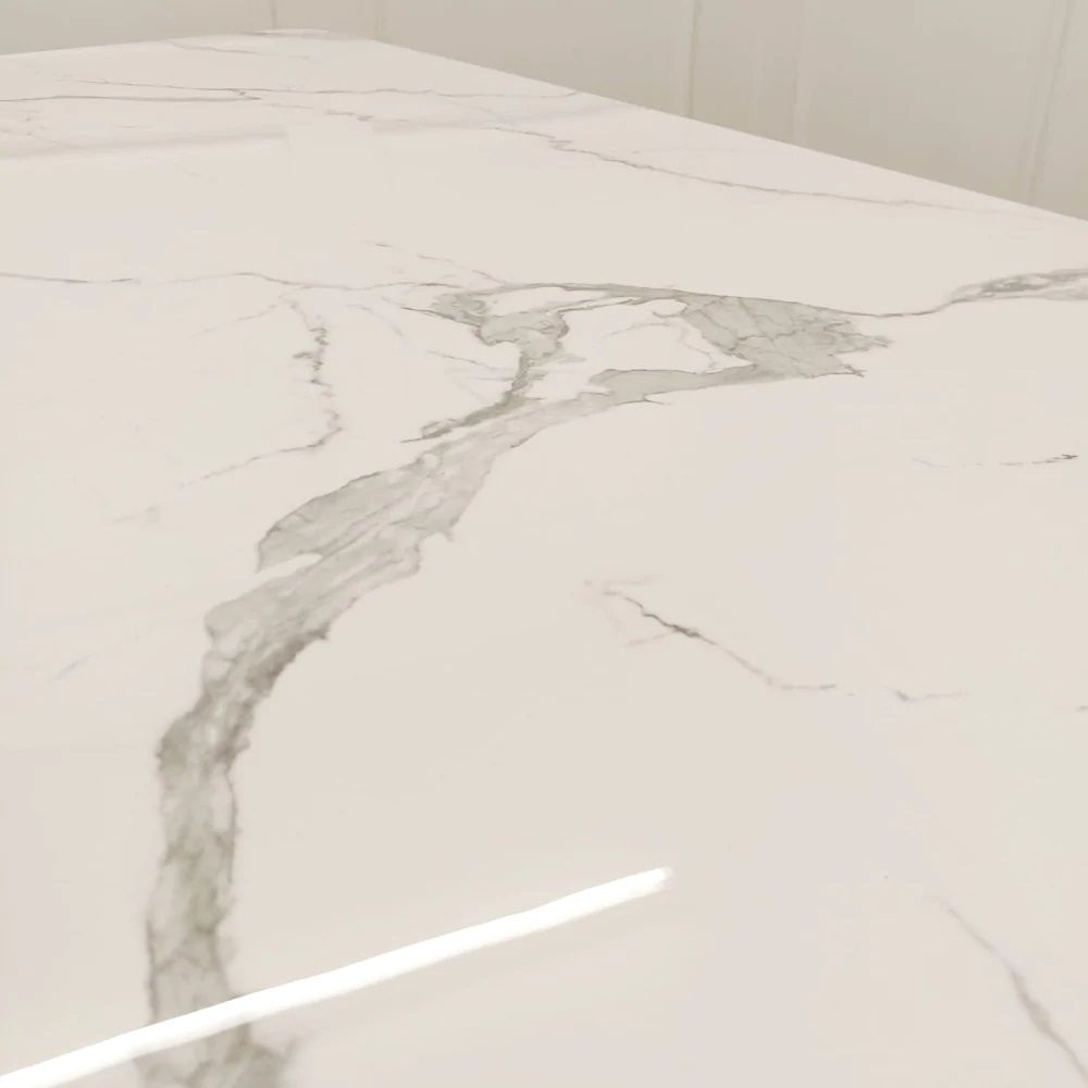 Oakwood Vigo Gold 1.8 Dining Table with Polar White Sintered Stone Top