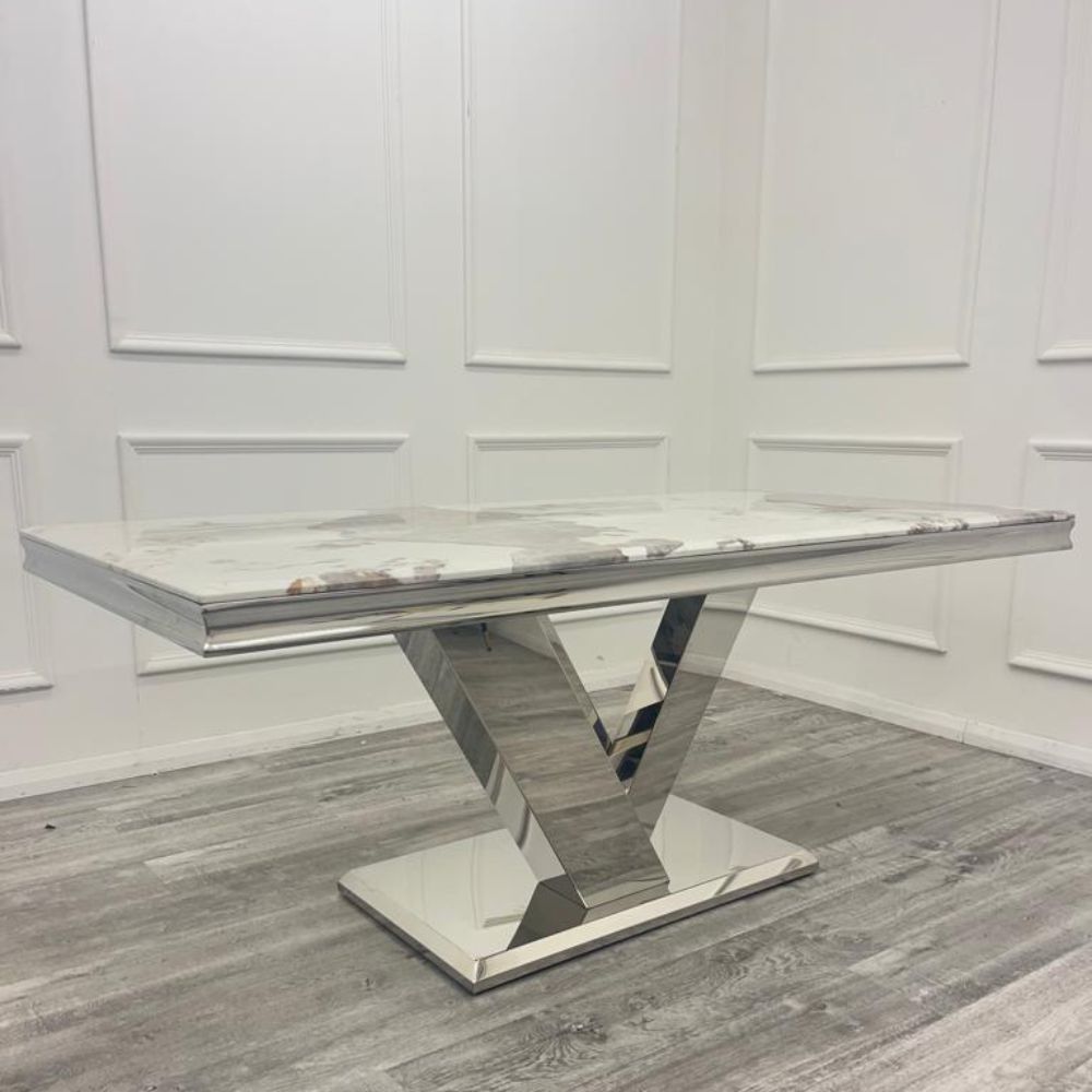 Oakwood Venice 1.8M Pandora White Marble Dining Table