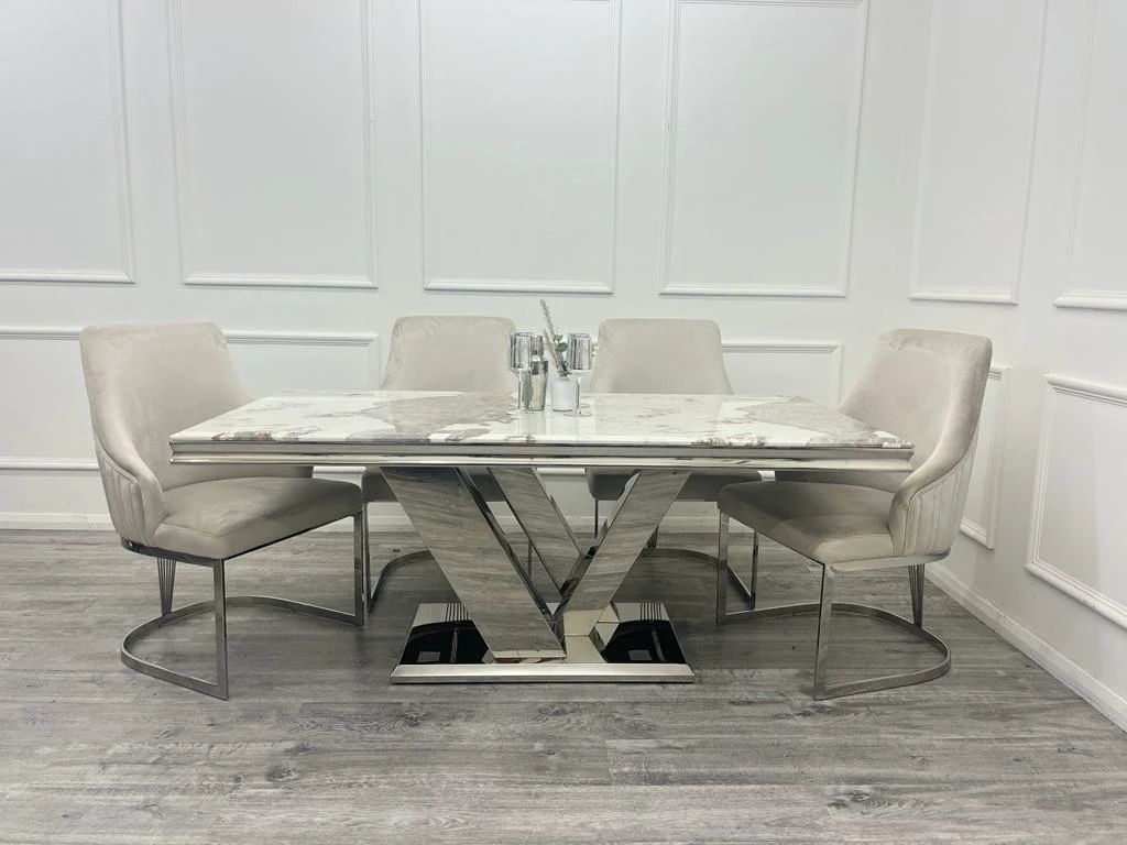 Oakwood Venice 1.8M Pandora White Marble Dining Table