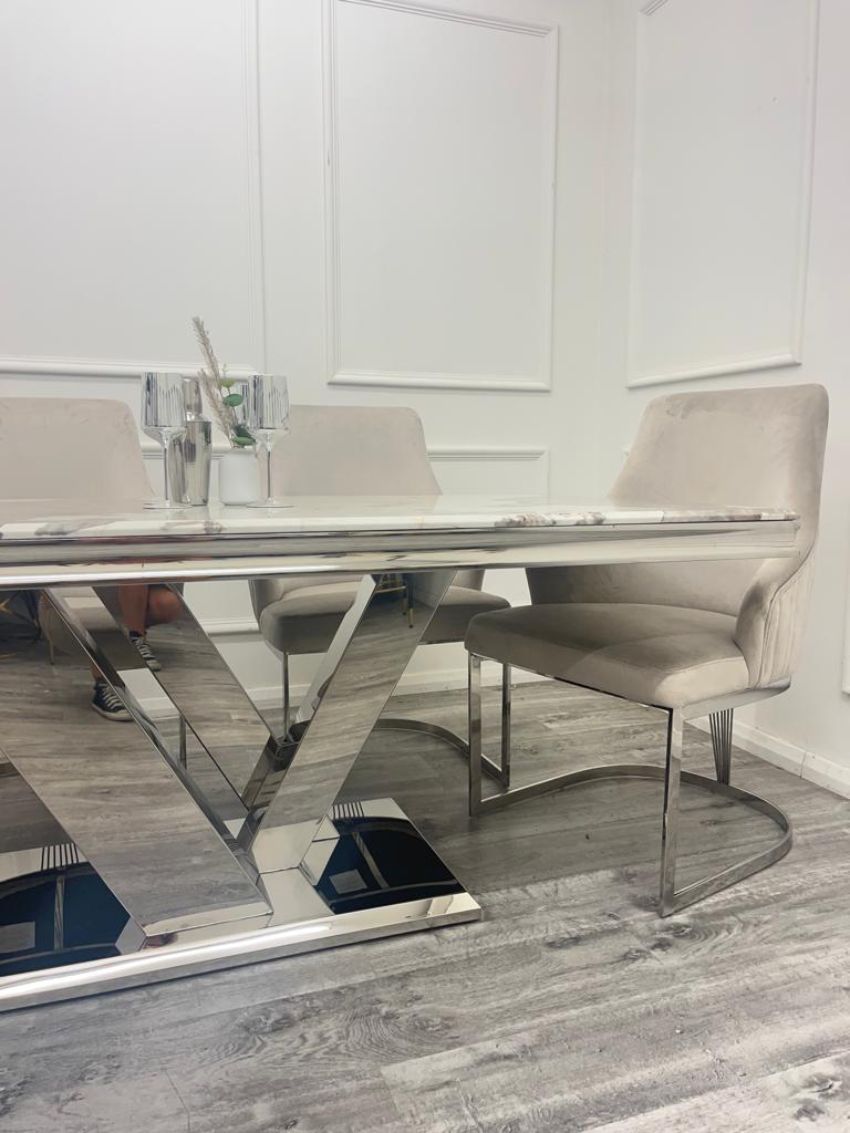 Oakwood Venice 1.8M Pandora White Marble Dining Table