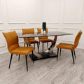 Oakwood Venus 1.6m Black Sintered Stone Top Dining Table With Flora Dining Chairs