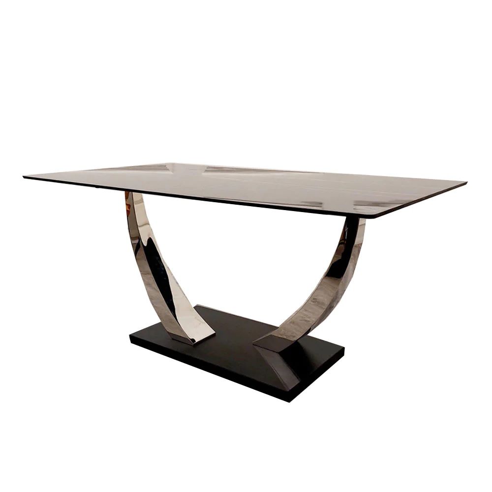 Oakwood Venus 1.6m Black Sintered Stone Top Dining Table With Luna Dining Chairs