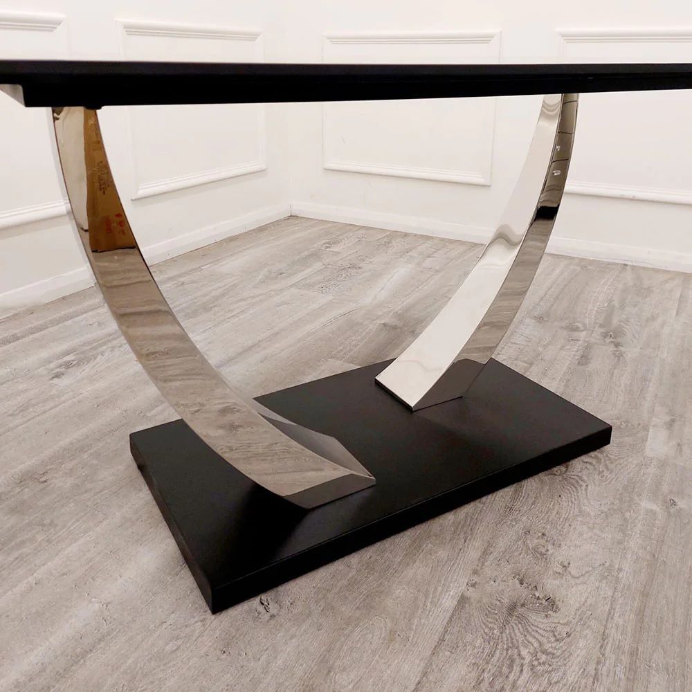 Oakwood Venus 1.6m Chrome Dining Table with Black Sintered Stone Top
