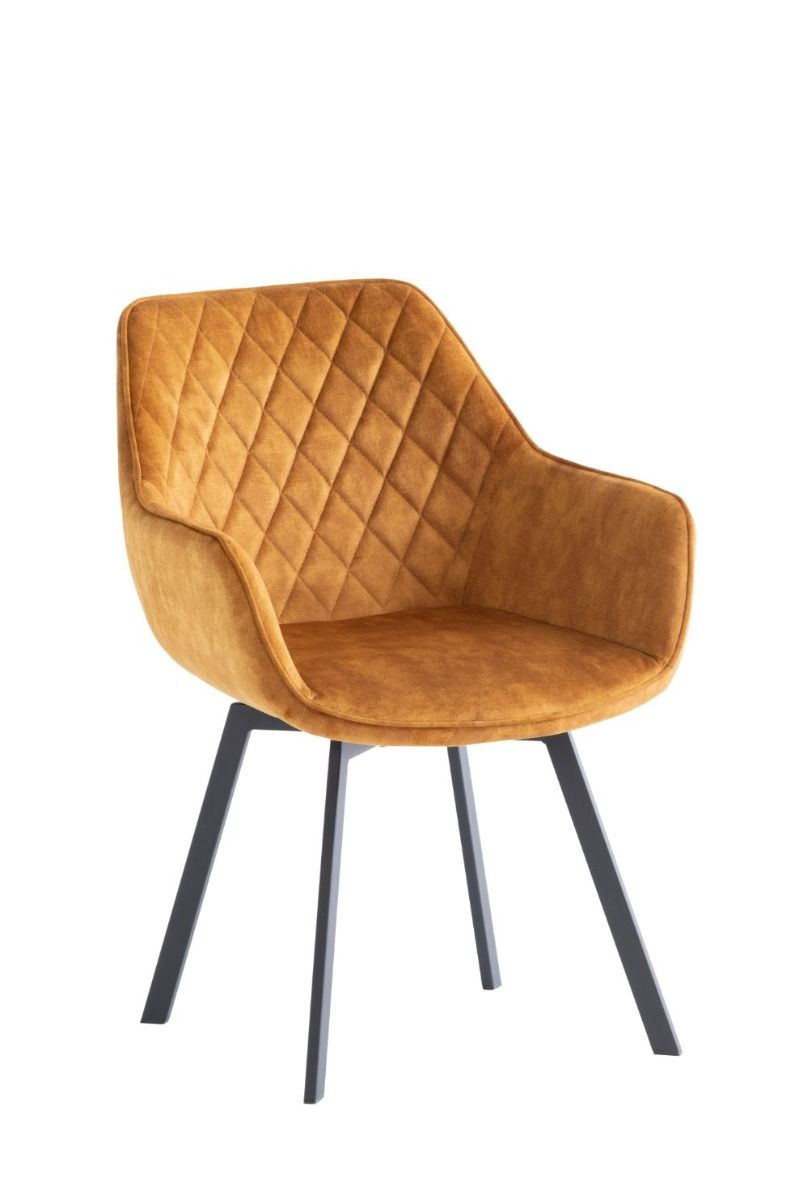 Oakwood 2 x Viola Swivel Dining Chair - Antique Gold Velvet