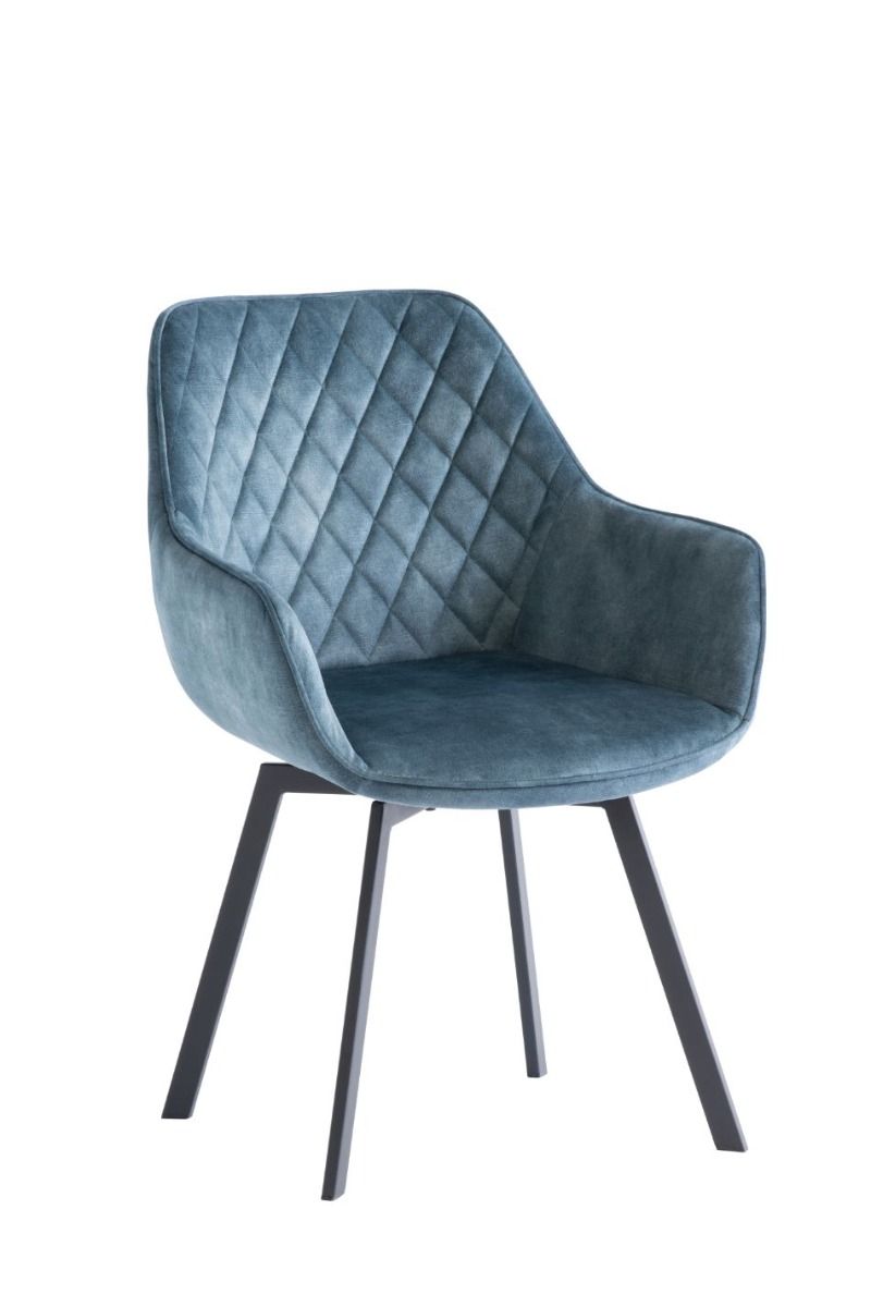 Oakwood 2 x Viola Swivel Dining Chair - Teal Velvet