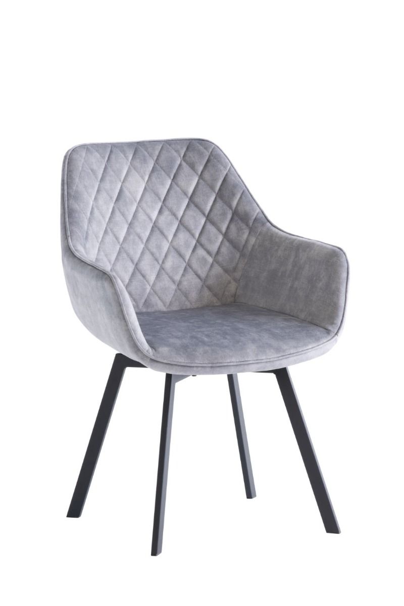 Oakwood 2 x Viola Swivel Dining Chair - Silver Velvet
