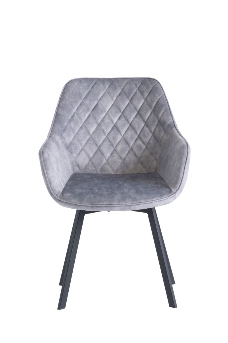 Oakwood 2 x Viola Swivel Dining Chair - Silver Velvet