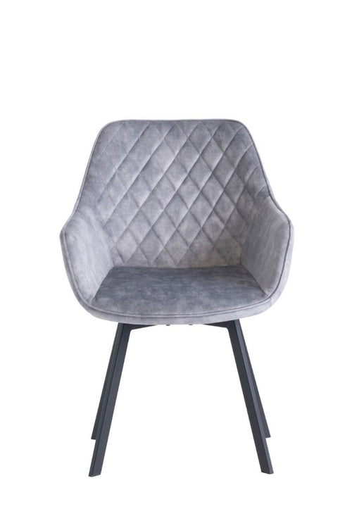 Oakwood 2 x Viola Swivel Dining Chair - Silver Velvet