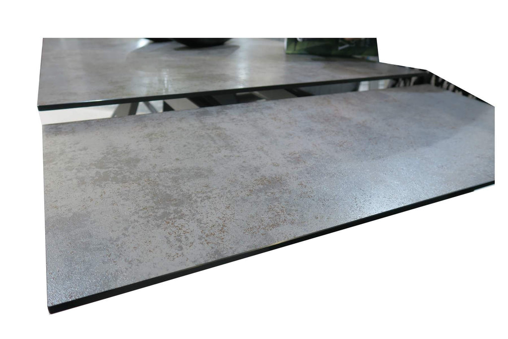 Oakwood Fellino Dark Grey Glazed Glass Top Ext Dining Table