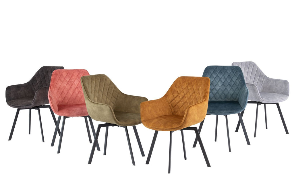 Oakwood 2 x Viola Swivel Dining Chair - Silver Velvet