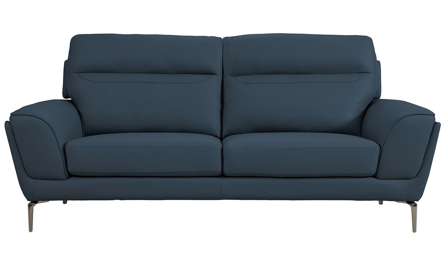 Oakwood Benita  Blue Indigo leather 3 Seater Suite