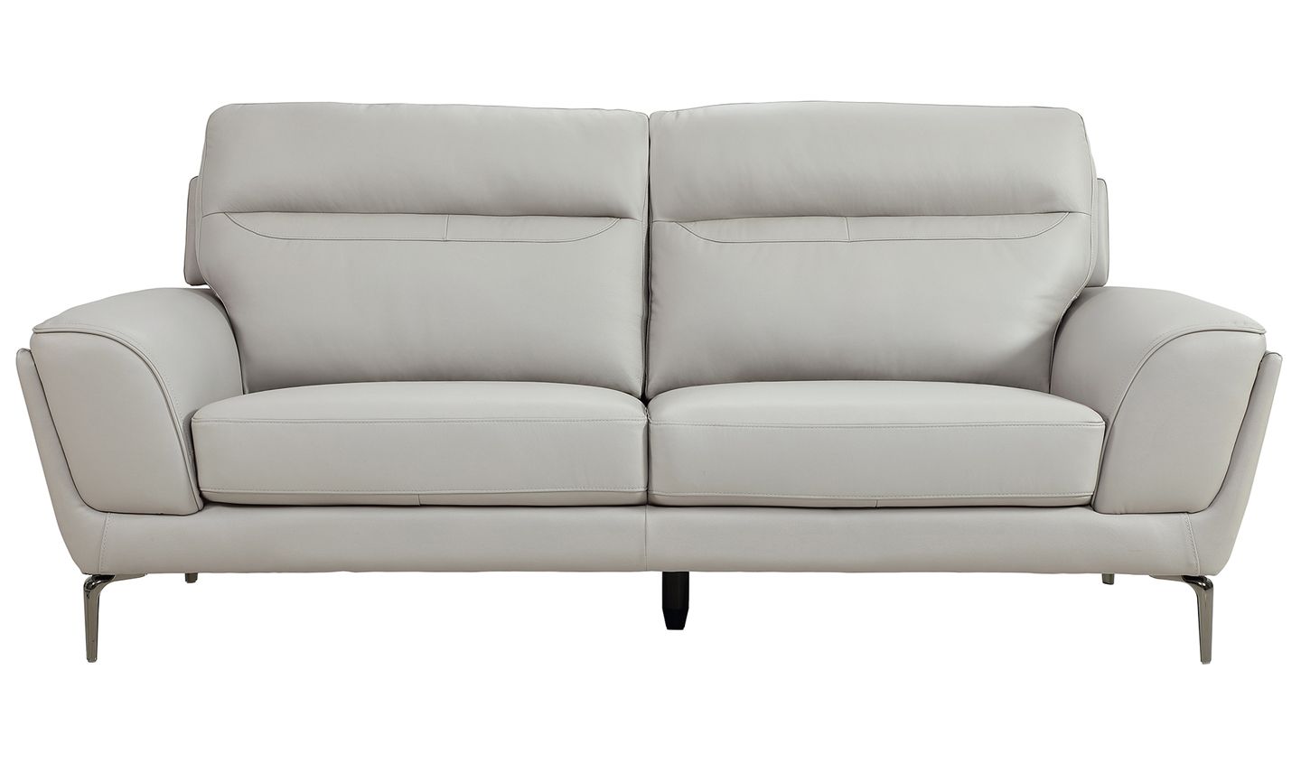 Oakwood Benita cool light grey leather 3 Seater Suite