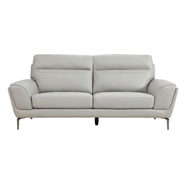 Oakwood Benita cool light grey leather 3 Seater Suite