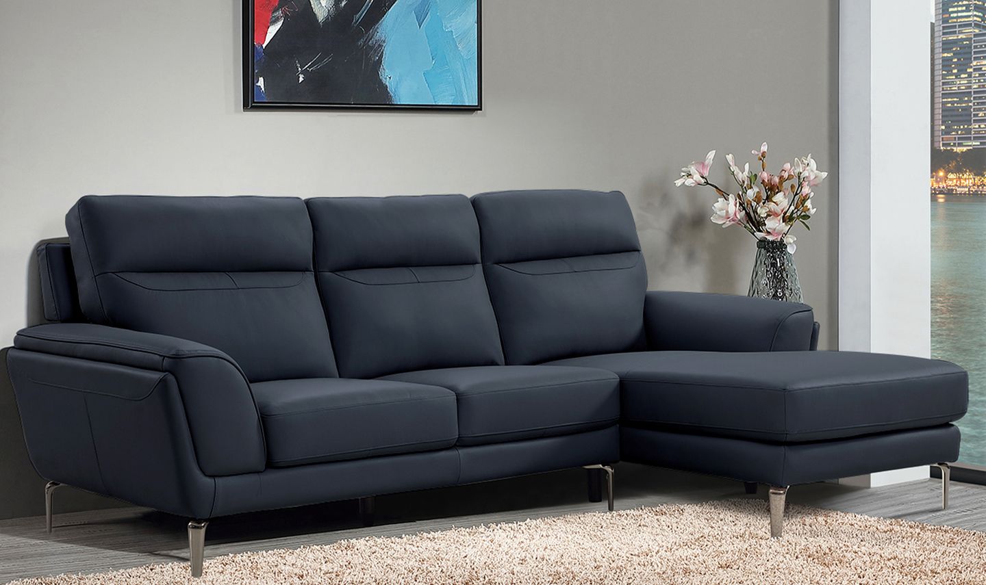 Oakwood Benita Indigo leather Corner Suite