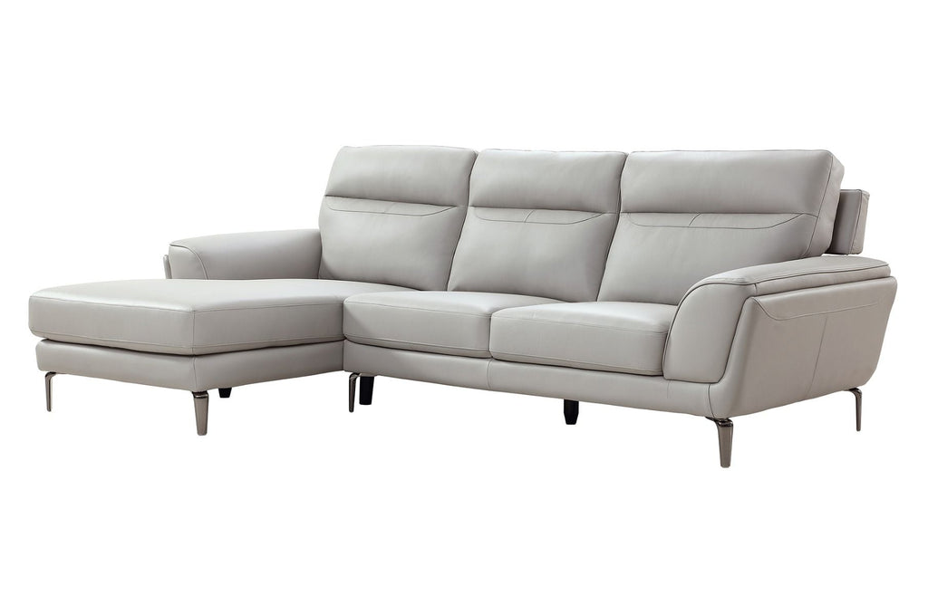 Oakwood Benita Cool Light grey leather Corner Suite