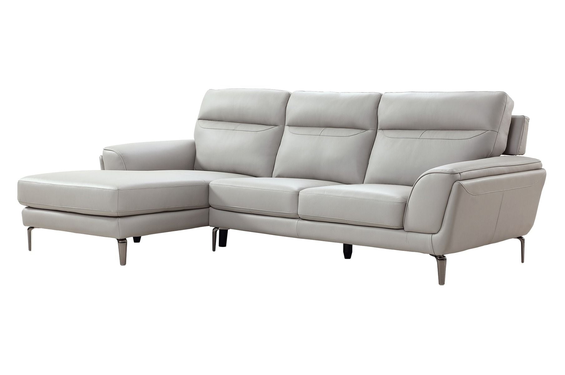 Oakwood Benita Cool Light grey leather Corner Suite