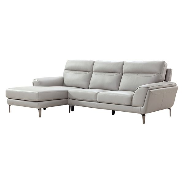 Oakwood Benita Cool Light grey leather Corner Suite