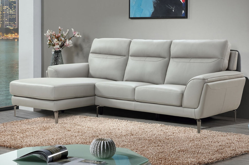 Oakwood Benita Cool Light grey leather Corner Suite