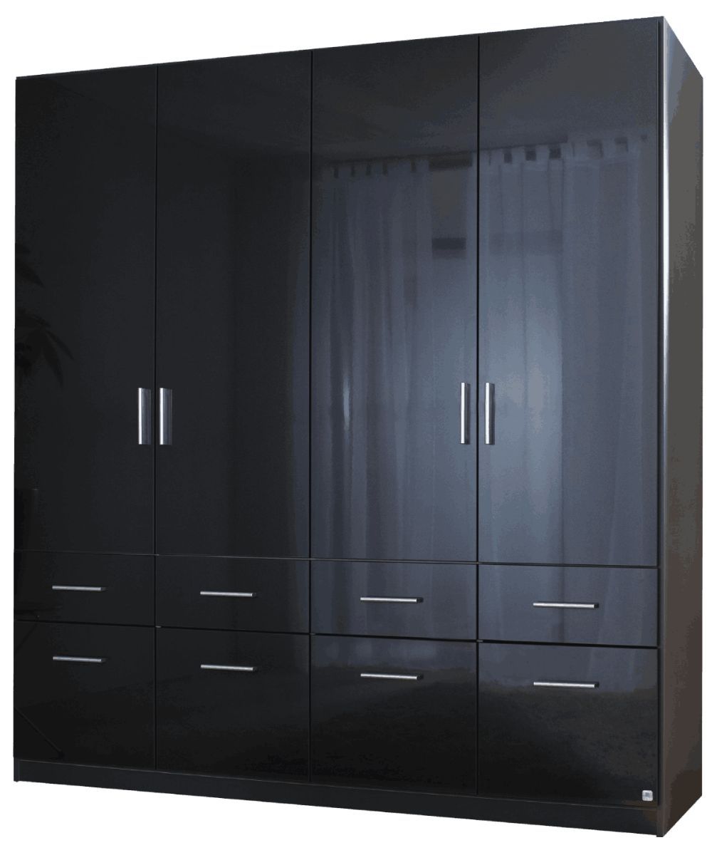 Oakwood Rauch Celle High Polish Effect Grey 4 Door Hinged Combi Wardrobe
