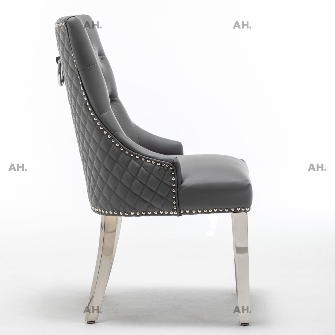 Oakwood Dolce Grey Ring Knockerback PU Leather Dining Chairs