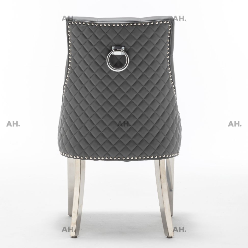 Oakwood Dolce Grey Ring Knockerback PU Leather Dining Chairs