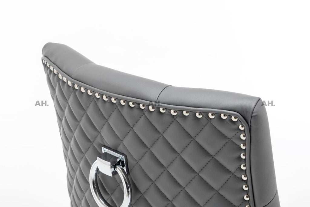Oakwood Dolce Grey Ring Knockerback PU Leather Dining Chairs